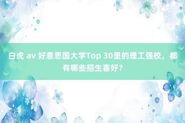 白虎 av 好意思国大学Top 30里的理工强校，都有哪些招生喜好？