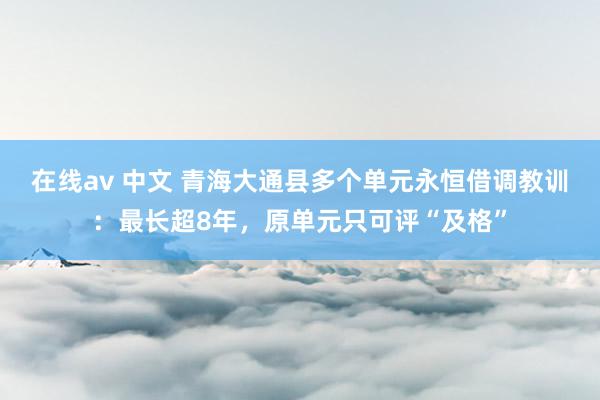 在线av 中文 青海大通县多个单元永恒借调教训：最长超8年，原单元只可评“及格”