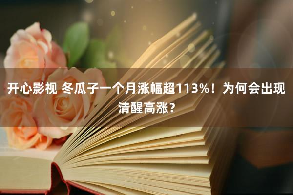 开心影视 冬瓜子一个月涨幅超113%！为何会出现清醒高涨？