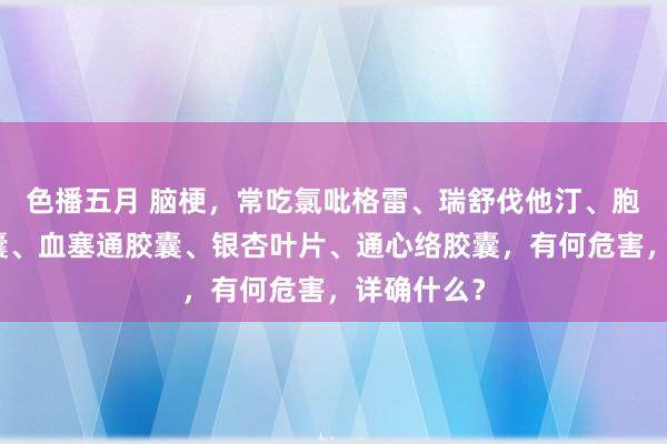 色播五月 脑梗，常吃氯吡格雷、瑞舒伐他汀、胞磷胆碱胶囊、血塞通胶囊、银杏叶片、通心络胶囊，有何危害，详确什么？