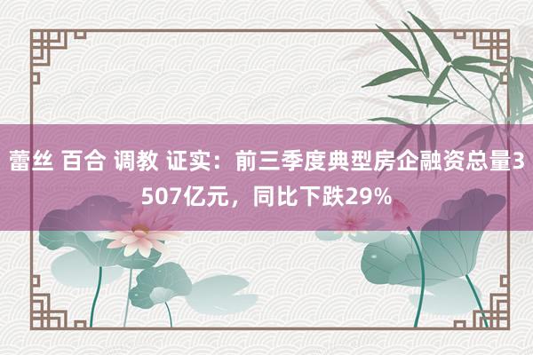 蕾丝 百合 调教 证实：前三季度典型房企融资总量3507亿元，同比下跌29%