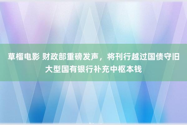 草榴电影 财政部重磅发声，将刊行越过国债守旧大型国有银行补充中枢本钱