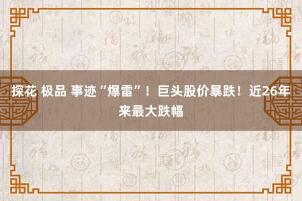 探花 极品 事迹“爆雷”！巨头股价暴跌！近26年来最大跌幅