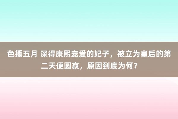 色播五月 深得康熙宠爱的妃子，被立为皇后的第二天便圆寂，原因到底为何？