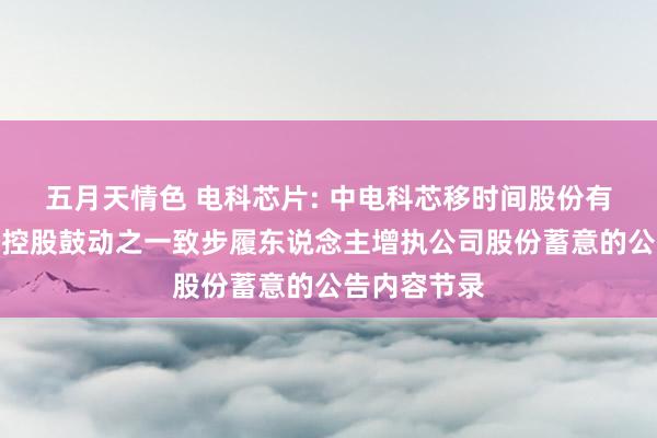 五月天情色 电科芯片: 中电科芯移时间股份有限公司对于控股鼓动之一致步履东说念主增执公司股份蓄意的公告内容节录