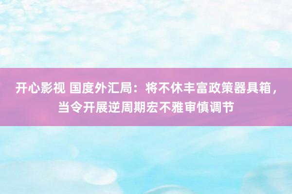 开心影视 国度外汇局：将不休丰富政策器具箱，当令开展逆周期宏不雅审慎调节