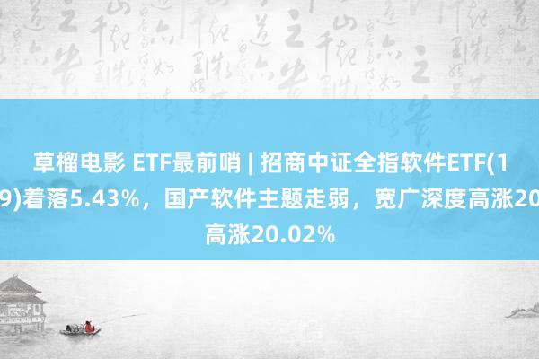 草榴电影 ETF最前哨 | 招商中证全指软件ETF(159899)着落5.43%，国产软件主题走弱，宽广深度高涨20.02%