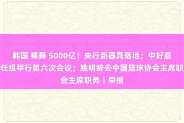 韩国 裸舞 5000亿！央行新器具落地；中好意思金融责任组举行第六次会议；姚明辞去中国篮球协会主席职务｜早报