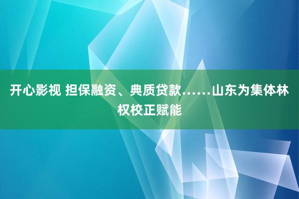 开心影视 担保融资、典质贷款……山东为集体林权校正赋能