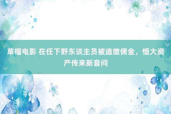 草榴电影 在任下野东谈主员被追缴佣金，恒大资产传来新音问