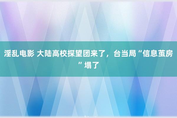 淫乱电影 大陆高校探望团来了，台当局“信息茧房”塌了