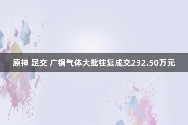 原神 足交 广钢气体大批往复成交232.50万元