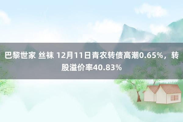 巴黎世家 丝袜 12月11日青农转债高潮0.65%，转股溢价率40.83%