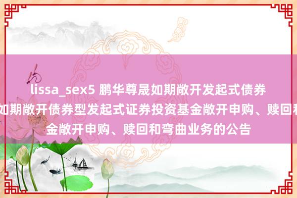 lissa_sex5 鹏华尊晟如期敞开发起式债券: 鹏华尊晟3个月如期敞开债券型发起式证券投资基金敞开申购、赎回和弯曲业务的公告