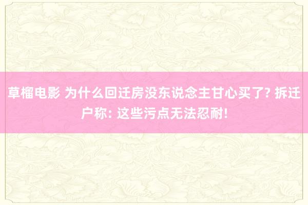 草榴电影 为什么回迁房没东说念主甘心买了? 拆迁户称: 这些污点无法忍耐!