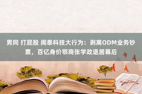 男同 打屁股 闻泰科技大行为：剥离ODM业务钞票，百亿身价鄂商张学政退居幕后