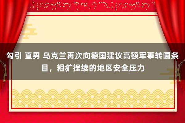 勾引 直男 乌克兰再次向德国建议高额军事转圜条目，粗犷捏续的地区安全压力