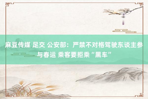 麻豆传媒 足交 公安部：严禁不对格驾驶东谈主参与春运 乘客要拒乘“黑车”