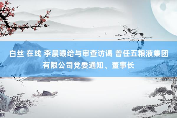 白丝 在线 李晨曦给与审查访谒 曾任五粮液集团有限公司党委通知、董事长