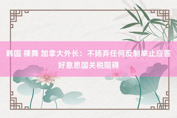 韩国 裸舞 加拿大外长：不扬弃任何反制举止应答好意思国关税阻碍