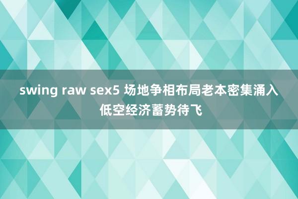 swing raw sex5 场地争相布局老本密集涌入 低空经济蓄势待飞